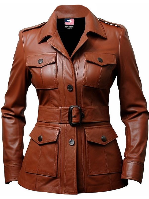 Women Brown Leather Coat